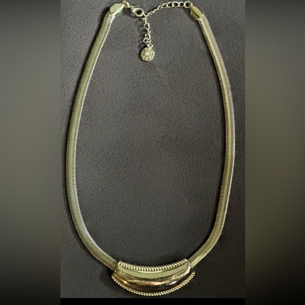 Vintage 80s gold,princess necklace,adjustable snake chain w Bib style pendent.